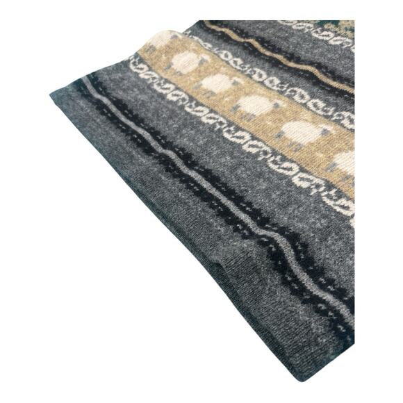 Vintage Casual Corner Nordic Fair Isle Sheep Tree Pattern Med Wool Gray Sweater - Picture 6 of 7